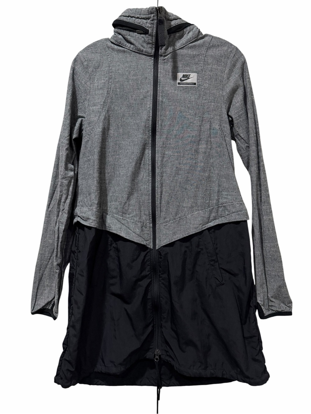 Nike women's XS International Gray Black Full Zip Hooded Jacket C